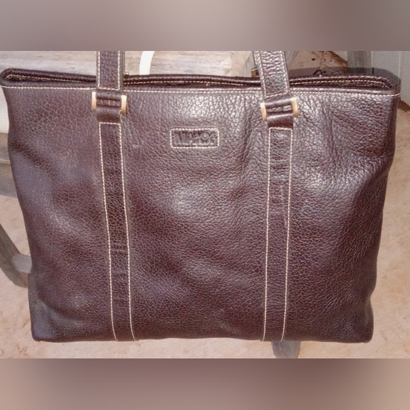 ☯️Maxx NY large brown pebble leather carryall shoulder bag - Picture 3 of 8